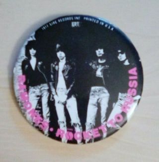 Vintage Ramones Rocket To Russia 3 " Promo Badge Button 1977 Sire Punk