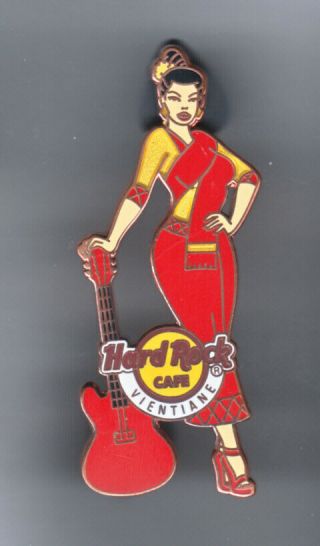 Hard Rock Cafe Pin: Vientiane Women In Red Dress Le