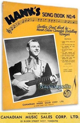 Hank Snow Hank’s Songbook No.  4 Canada’s Yodelling Ranger 1946