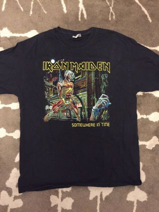 Iron Maiden Somewhere In Time Tour Shirt.  2003 Reprint.  Large.  Derek Riggs