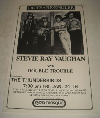Stevie Ray Vaughan W Double Trouble And The Thunderbirds Concert Poster W Photo