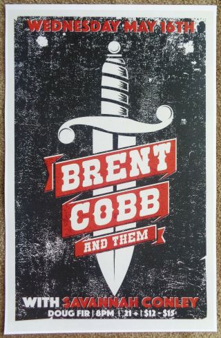 Brent Cobb 2018 Gig Poster Portland Oregon Concert