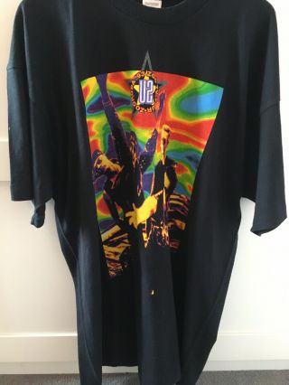 U2 Zooropa European And Uk Tour T - Shirt 1993 Black Zoo Tv Size Xl Rare