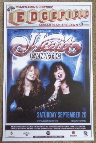 Heart 2014 Gig Poster Edgefield Portland Oregon Concert Ann & Nancy Wilson