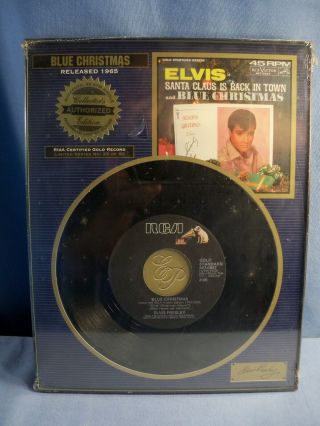 Platinum Plaques Elvis Presley Blue Christmas Collectors Edition 45 Rpm Single