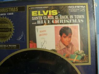Platinum Plaques Elvis Presley BLUE CHRISTMAS Collectors Edition 45 RPM Single 4