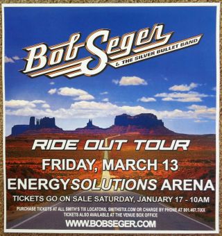 Bob Seger 2015 Gig Poster Salt Lake City Concert Utah Ride Out Tour
