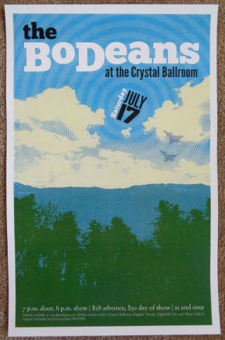 Bodeans 2011 Gig Poster Portland Oregon Concert