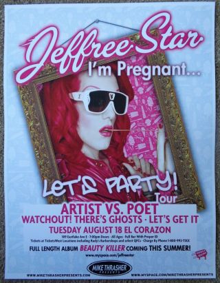 Jeffree Star 2009 Gig Poster Seattle Washington Concert