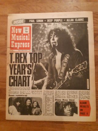 Nme Music Newspaper January 1st 1972 T Rex Tops Years Chart