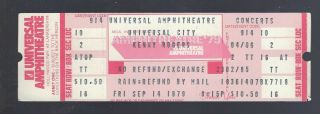1979 Kenny Rogers Full Concert Ticket 9/14/79 @ Universal Amphitheatre