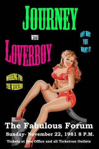 Journey With Loverboy At The Forum Los Angeles Concert Poster Circa 1981