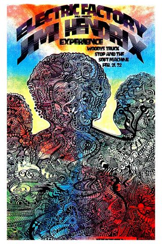 Jimi Hendrix Experience At Electric Factory In Philadelphia Poster 1968 13x19