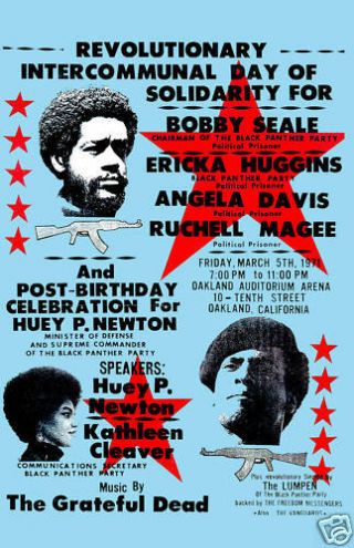 Jerry Garcia & Grateful Dead At The Black Panther Concert Poster 1971