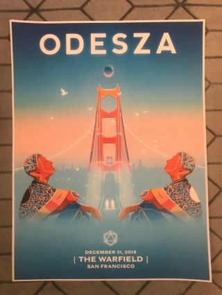 Odesza 2018 Years Eve Concert Warfield Sf Tour Poster Print Electro 18 " X24 "
