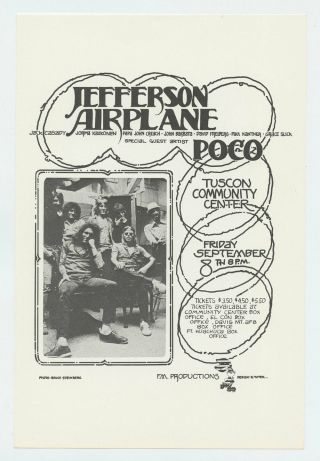 Jefferson Airplane Flyer W/ Poco 1972 Sep 8 Tucson Community Center