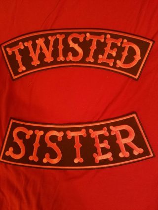 Twisted Sister Band Top And Bottom Rocker Patches Embroidered Pink