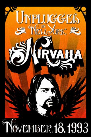 Grunge: Nirvana " Unplugged " In York Concert Poster 1993 12x18