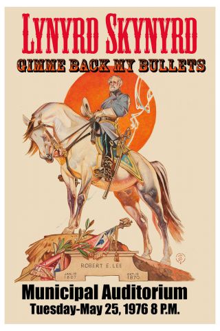 Southern Rock: Lynyrd Skynyrd At Alabama Robert E.  Lee Concert Poster 1976