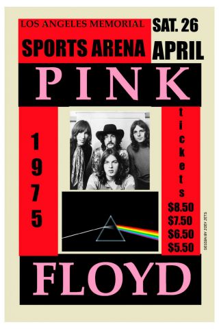 Pink Floyd At The Los Angeles Sports Arena Concert Poster 1975