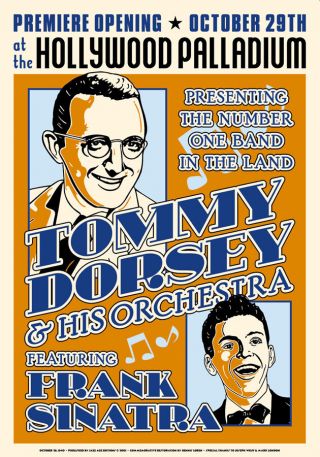 Tommy Dorsey & Frank Sinatra At Hollywood Palladium Concert Poster 1940