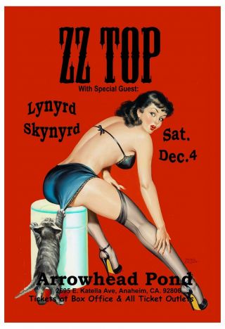 ZZ Top with Lynyrd Skynyrd Betty Page at Anaheim Concert Poster 1999 2