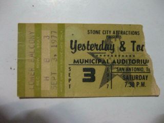 Yesterday & Today Y & T Sept.  3,  1977 San Antonio,  Texas Concert Ticket Stub