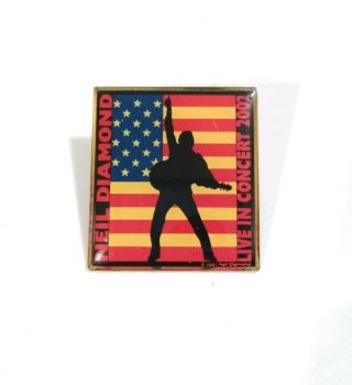Neil Diamond Black/red Pin 2002 Live In Concert Tour American Flag Pin