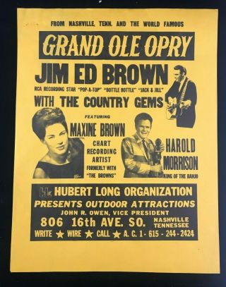 Mid - Century Promo Flyer For Jim Ed Brown,  Maxine Brown And Harold Morrison