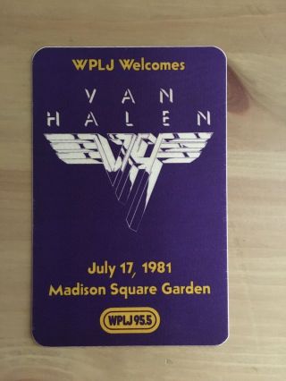 Van Halen Madison Square Garden Backstage Pass 1981