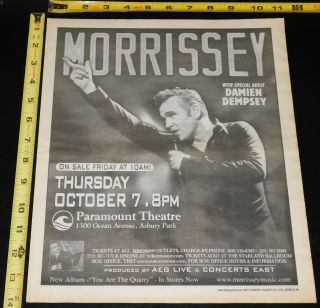 Morrissey 2004 Full Page Concert Ad Paramount Theatre Nj Advert Mini Poster