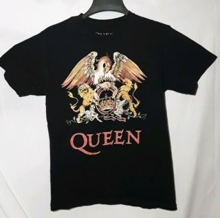 Rock Band Queen Crest Eagle Medium Unisex Black T - Shirt Official Merchandise