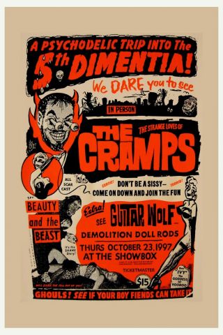 Punk: The Cramps With Guitar Wolf At The Showbox Concert Poster 1997 12x18