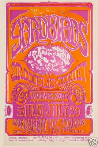 The Yardbirds At San Ramon Concert Poster Circa 1967