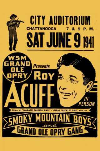 Roy Acuff Grand Ole Opry At Chattanooga City Auditorium Poster