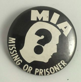 Mia - Missing In Action - Vintage 1980s Pin Back Button