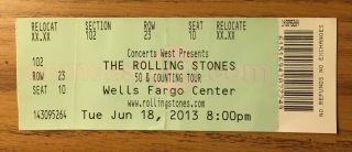 The Rolling Stones 50 & Counting Concert Ticket Stub 6/18/2013 Philadelphia
