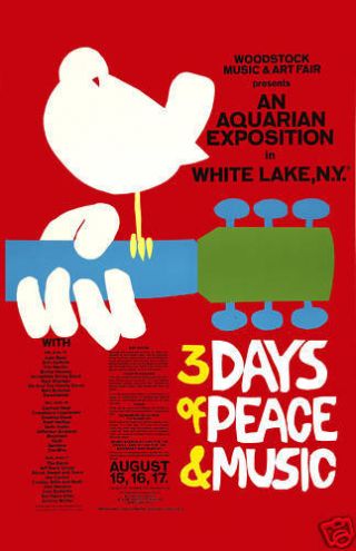 Psychedelic Rock Festival Rock: Woodstock Concert Poster 1969 12x18