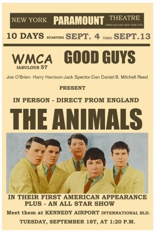 The Animals At York Paramount Theatre Poster 1st Usa Tour 1964 12x18
