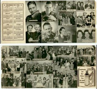1946 Peruna Advertising Calendar With Country Singer Stars