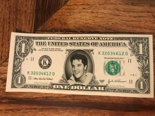 Elvis Presley The King On Real Dollar Bill Cash Money Currency Celebrity 2003