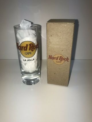 Hard Rock Cafe Tall Shot Glass La Jolla California Black Letters