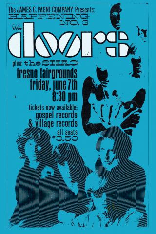 Psychedelic: The Doors At Fresno Fairgrounds Concert Poster 1968 13x19