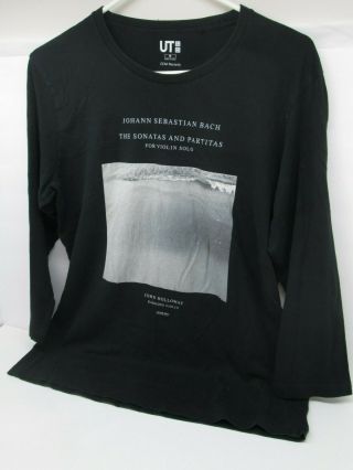 Uniqlo Ecm Records Bach Sonatas & Partitas 3/4 Sleeve Black T - Shirt Medium Good