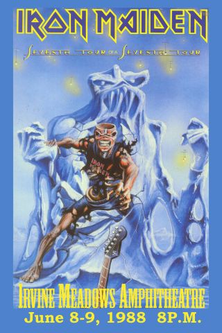 Rock: Iron Maiden 7th Tour Of A 7th Tour Irvine Meadows Concert Poster 1988
