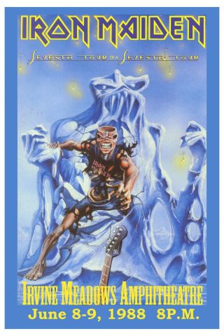 ROCK: Iron Maiden 7th Tour of a 7th Tour Irvine Meadows Concert Poster 1988 2