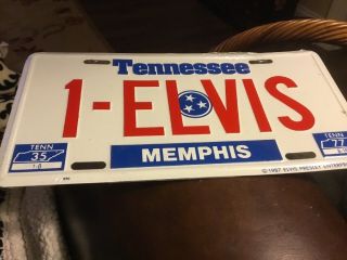 Elvis Presley 1 Memphis Tennessee Tag License Plate Metal 1987