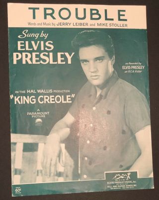 Elvis Presley Sheet Music “trouble” From The Movie King Creole