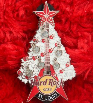 Hard Rock Cafe Pin St.  Louis Christmas Tree Dangle Ornament Guitar Hat Lapel