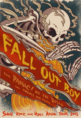 Fall Out Boy/panic At The Disco " Save R & R Arena Tour 2013 " Usa Concert Poster